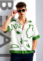 Mens Printed Half Boxy Shirt - Image 2