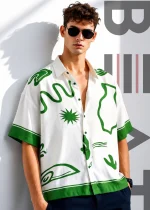 Mens Printed Half Boxy Shirt