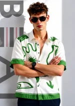 Mens Printed Half Boxy Shirt - Image 3